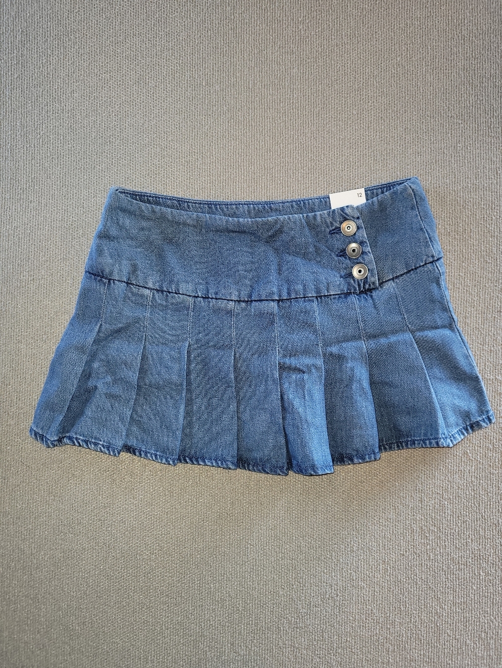 Sugar & Jade Size 12 Tween Girls Pleated Low Rise Denim Skort - blue - NEW
